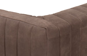 Sarreid Denys Leather Sofa In Scotland Grey - Stylish Comfort With Durable Rubber Wood Legs For Your Home Grey  54244