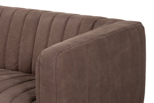 Sarreid Denys Leather Sofa In Scotland Grey - Stylish Comfort With Durable Rubber Wood Legs For Your Home Grey  54244
