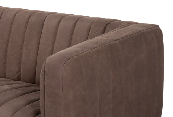 Sarreid Denys Leather Sofa In Scotland Grey - Stylish Comfort With Durable Rubber Wood Legs For Your Home Grey  54244