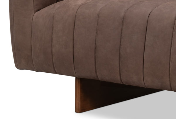 Sarreid Denys Leather Sofa In Scotland Grey - Stylish Comfort With Durable Rubber Wood Legs For Your Home Grey  54244