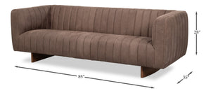 Sarreid Denys Leather Sofa In Scotland Grey - Stylish Comfort With Durable Rubber Wood Legs For Your Home Grey  54244
