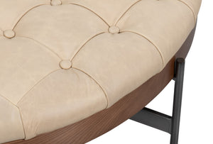 Sarreid Corbet Cocktail Ottoman – Elegant Cappuccino White Leather With Aged Iron & Ash Wood Accents White  54245