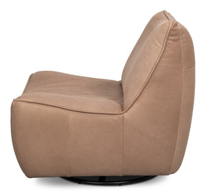 Sarreid Kennett Swivel Chair In Luxe Greece Grey Leather - Stylish Comfort For Modern Living Spaces Grey  54246