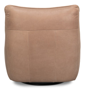 Sarreid Kennett Swivel Chair In Luxe Greece Grey Leather - Stylish Comfort For Modern Living Spaces Grey  54246