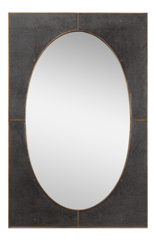 Sarreid Francis Antique Grey Mirror With Shagreen Finish – Elegant Iron & Brass Design For Stylish Decor Grey  54247-31