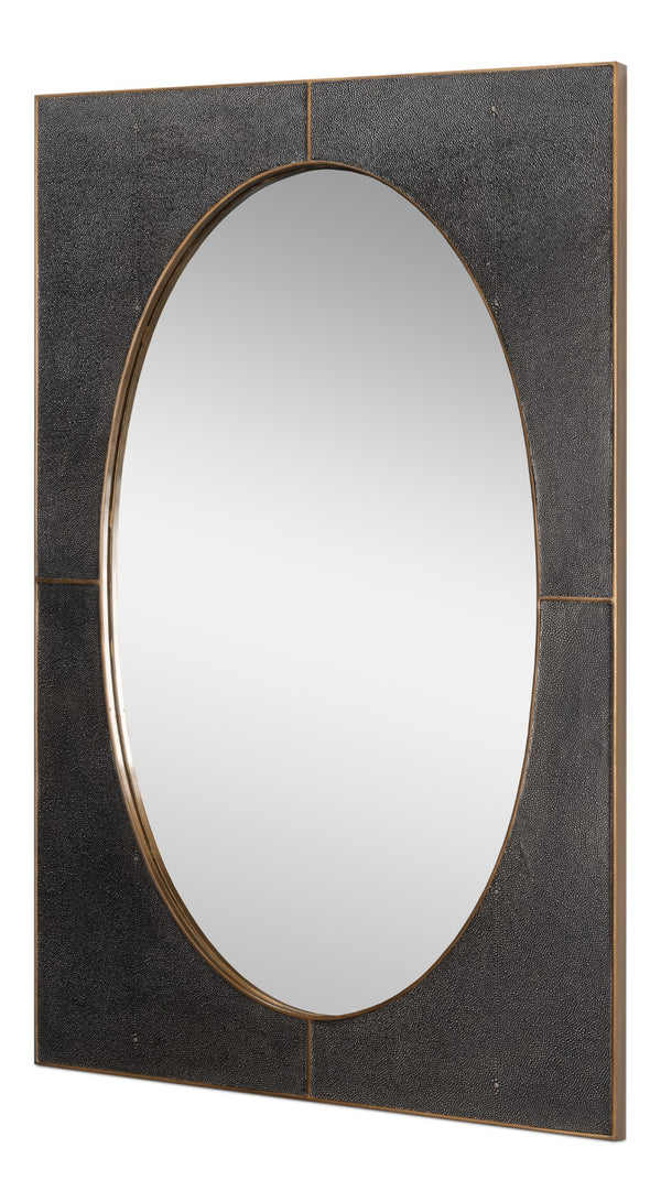 Sarreid Francis Antique Grey Mirror With Shagreen Finish – Elegant Iron & Brass Design For Stylish Decor Grey  54247-31
