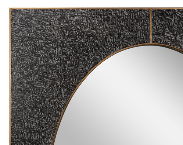 Sarreid Francis Antique Grey Mirror With Shagreen Finish – Elegant Iron & Brass Design For Stylish Decor Grey  54247-31