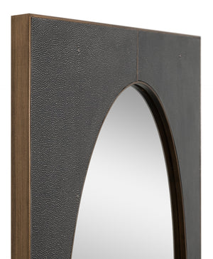 Sarreid Francis Antique Grey Mirror With Shagreen Finish – Elegant Iron & Brass Design For Stylish Decor Grey  54247-31