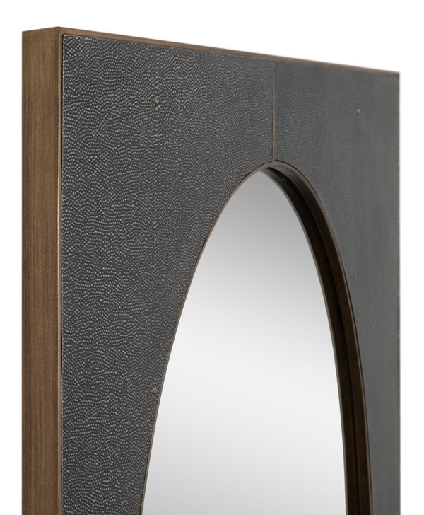Sarreid Francis Antique Grey Mirror With Shagreen Finish – Elegant Iron & Brass Design For Stylish Decor Grey  54247-31
