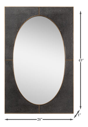 Sarreid Francis Antique Grey Mirror With Shagreen Finish – Elegant Iron & Brass Design For Stylish Decor Grey  54247-31