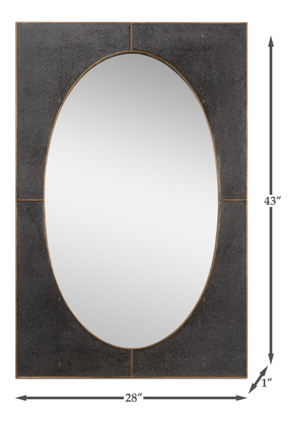 Sarreid Francis Antique Grey Mirror With Shagreen Finish – Elegant Iron & Brass Design For Stylish Decor Grey  54247-31