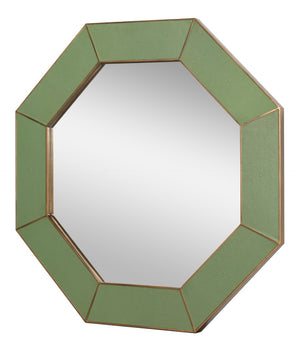 Sarreid Eleanor Mirror – Luxurious Watercress Shagreen With Elegant Gold Metal Frame For Stunning Décor Green  54249-3