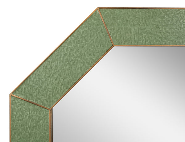 Sarreid Eleanor Mirror – Luxurious Watercress Shagreen With Elegant Gold Metal Frame For Stunning Décor Green  54249-3