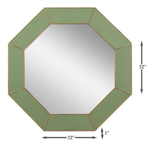 Sarreid Eleanor Mirror – Luxurious Watercress Shagreen With Elegant Gold Metal Frame For Stunning Décor Green  54249-3