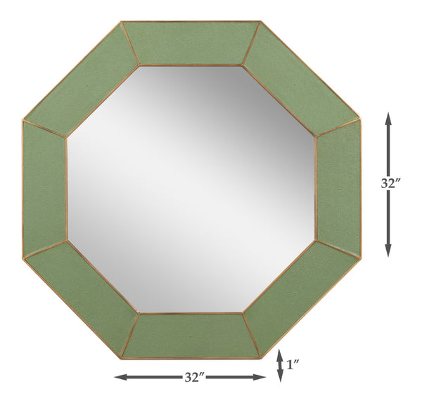 Sarreid Eleanor Mirror – Luxurious Watercress Shagreen With Elegant Gold Metal Frame For Stunning Décor Green  54249-3