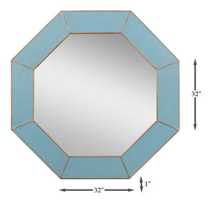 Sarreid Eleanor Mirror In Chic Chambray Blue Shagreen With Gold Metal Accents - Stylish Home Decor Piece Blue  54249-4
