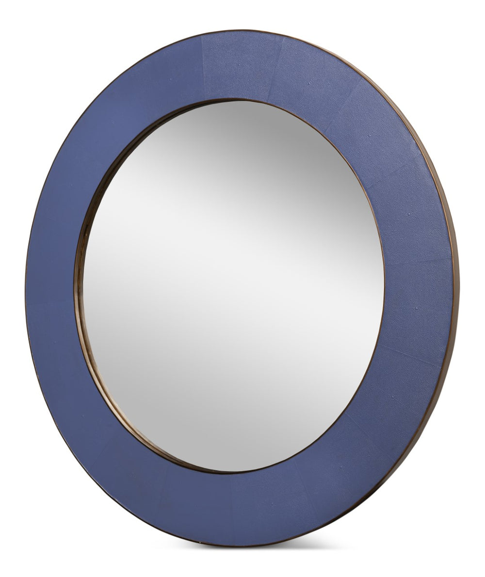 Sarreid Judith Mirror Shagreen Marlin - Elegant Gold Metal Frame, Premium Quality Iron, Leather & Mdf Design Purple  54251-2
