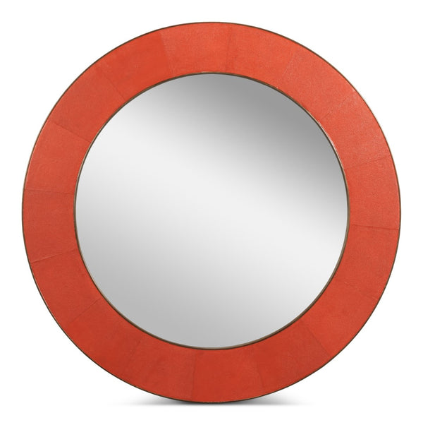 Sarreid Judith Mirror In Orangeade Shagreen With Elegant Gold Metal Accents For Stylish Home Decor Orange  54251-6