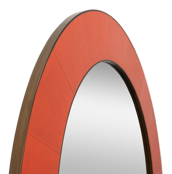 Sarreid Judith Mirror In Orangeade Shagreen With Elegant Gold Metal Accents For Stylish Home Decor Orange  54251-6