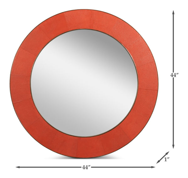 Sarreid Judith Mirror In Orangeade Shagreen With Elegant Gold Metal Accents For Stylish Home Decor Orange  54251-6