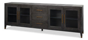 Sarreid Desmond Sideboard In Antique Grey With Shagreen Finish, Brass Accents, And Sleek Modern Design Grey  54253-31
