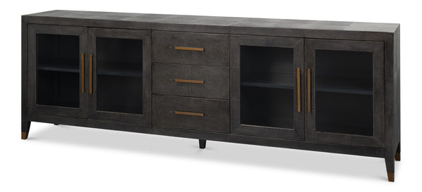 Sarreid Desmond Sideboard In Antique Grey With Shagreen Finish, Brass Accents, And Sleek Modern Design Grey  54253-31