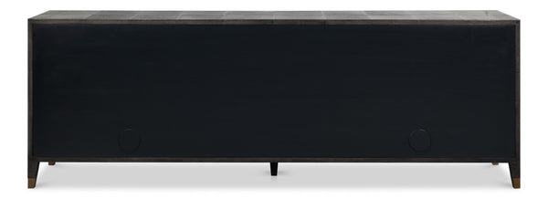 Sarreid Desmond Sideboard In Antique Grey With Shagreen Finish, Brass Accents, And Sleek Modern Design Grey  54253-31