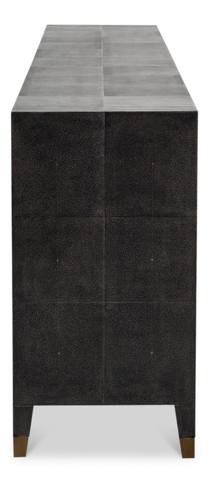 Sarreid Desmond Sideboard In Antique Grey With Shagreen Finish, Brass Accents, And Sleek Modern Design Grey  54253-31