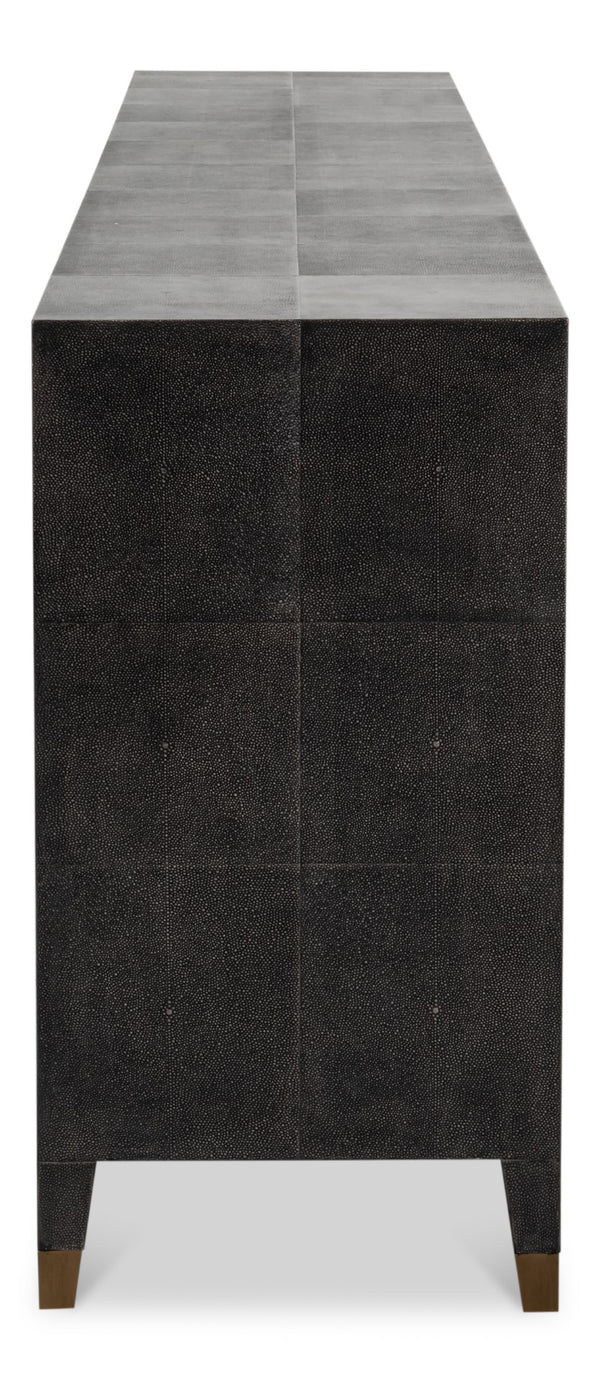 Sarreid Desmond Sideboard In Antique Grey With Shagreen Finish, Brass Accents, And Sleek Modern Design Grey  54253-31