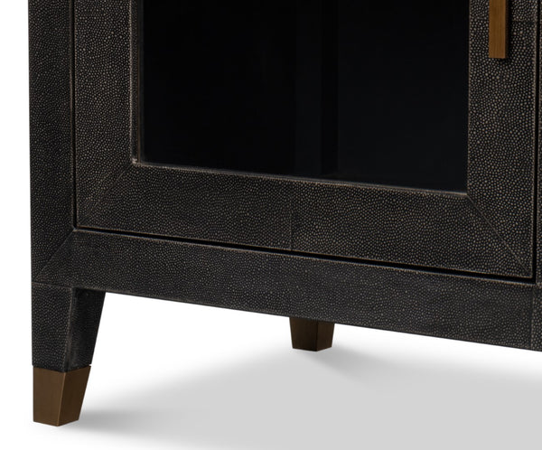 Sarreid Desmond Sideboard In Antique Grey With Shagreen Finish, Brass Accents, And Sleek Modern Design Grey  54253-31