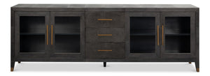 Sarreid Desmond Sideboard In Antique Grey With Shagreen Finish, Brass Accents, And Sleek Modern Design Grey  54253-31