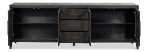 Sarreid Desmond Sideboard In Antique Grey With Shagreen Finish, Brass Accents, And Sleek Modern Design Grey  54253-31