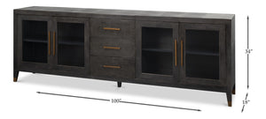Sarreid Desmond Sideboard In Antique Grey With Shagreen Finish, Brass Accents, And Sleek Modern Design Grey  54253-31