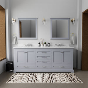 English Elm Dark Grey Double Bath Vanity With White Quartz Top & Mirrors - Stylish Storage For Modern Bathrooms B2731S00817