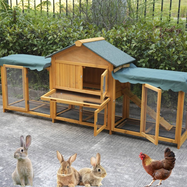 English Elm 45 Inch Solid Wood Outdoor Dog House with Elevated Floor and Waterproof Insulated Roof W1431P388072