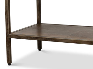 Sarreid Cullum Tawny Brown Shagreen Console - Stylish Iron & Leather Design With Elegant Bronze Frost Finish Brown  54254-35