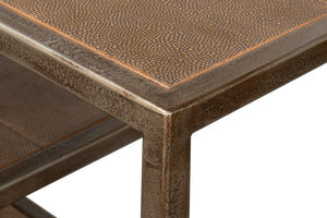 Sarreid Cullum Tawny Brown Shagreen Console - Stylish Iron & Leather Design With Elegant Bronze Frost Finish Brown  54254-35