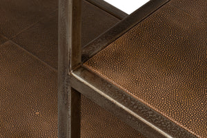 Sarreid Cullum Tawny Brown Shagreen Console - Stylish Iron & Leather Design With Elegant Bronze Frost Finish Brown  54254-35