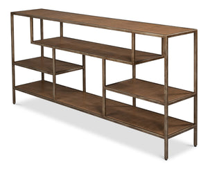 Sarreid Cullum Tawny Brown Shagreen Console - Stylish Iron & Leather Design With Elegant Bronze Frost Finish Brown  54254-35