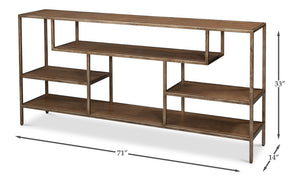 Sarreid Cullum Tawny Brown Shagreen Console - Stylish Iron & Leather Design With Elegant Bronze Frost Finish Brown  54254-35