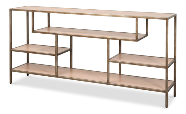 Sarreid Cullum Shagreen Console Table In Bronze Frost - Elegant Mushroom Design For Modern Interiors Tan  54254-5