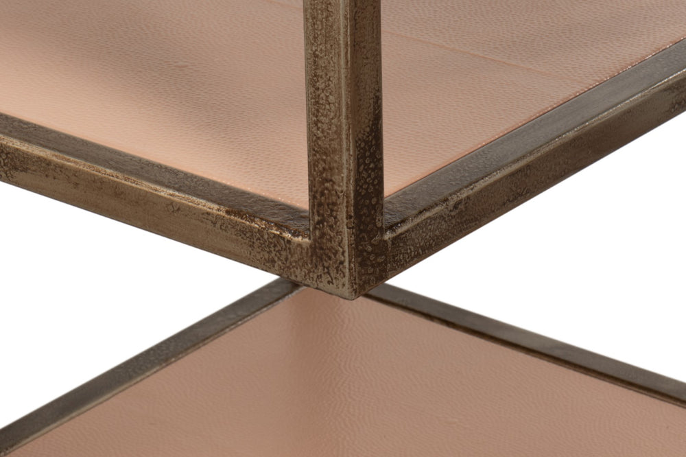 Sarreid Cullum Shagreen Console Table In Bronze Frost - Elegant Mushroom Design For Modern Interiors Tan  54254-5