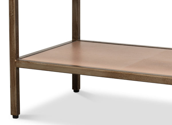 Sarreid Cullum Shagreen Console Table In Bronze Frost - Elegant Mushroom Design For Modern Interiors Tan  54254-5