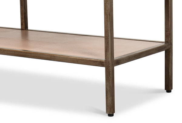 Sarreid Cullum Shagreen Console Table In Bronze Frost - Elegant Mushroom Design For Modern Interiors Tan  54254-5