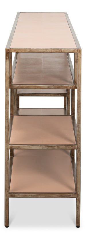 Sarreid Cullum Shagreen Console Table In Bronze Frost - Elegant Mushroom Design For Modern Interiors Tan  54254-5