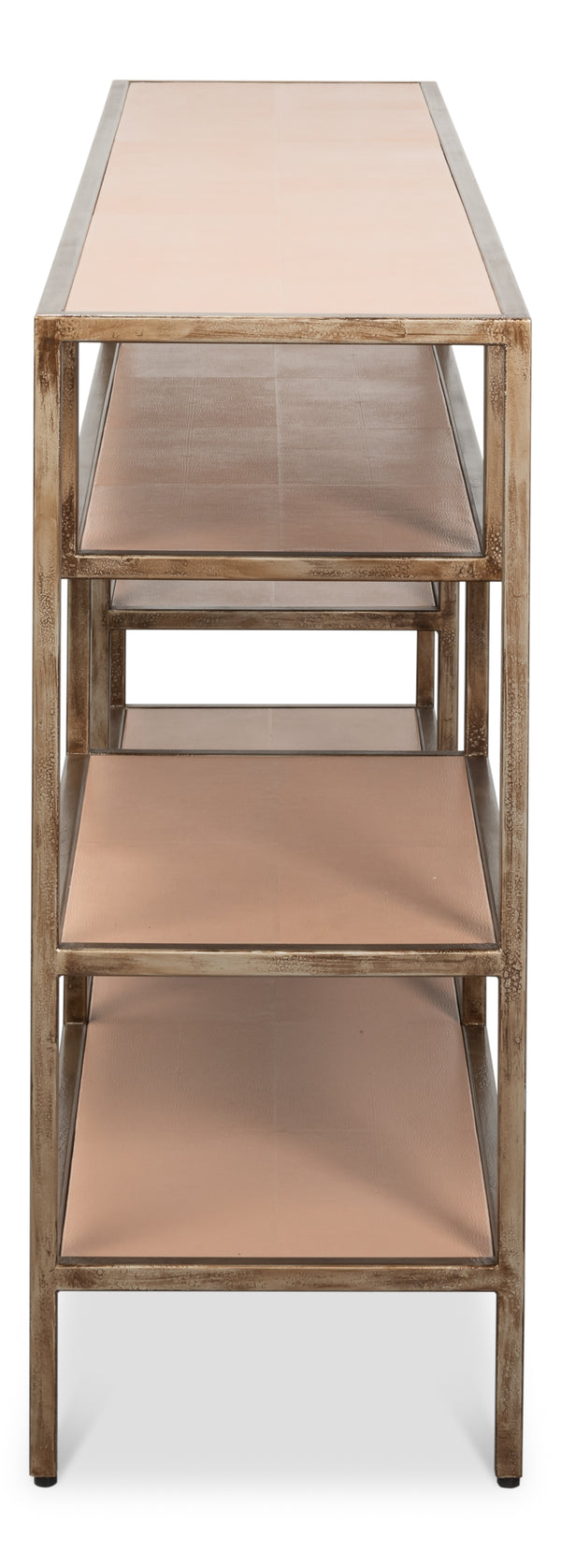 Sarreid Cullum Shagreen Console Table In Bronze Frost - Elegant Mushroom Design For Modern Interiors Tan  54254-5