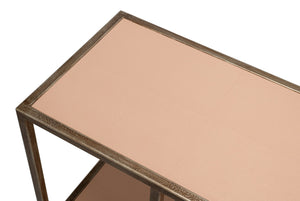 Sarreid Cullum Shagreen Console Table In Bronze Frost - Elegant Mushroom Design For Modern Interiors Tan  54254-5