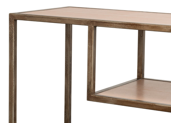 Sarreid Cullum Shagreen Console Table In Bronze Frost - Elegant Mushroom Design For Modern Interiors Tan  54254-5