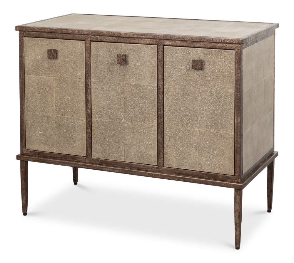 Sarreid Roland Sideboard In Charcoal Grey – Luxurious Shagreen Finish With Brass Accents For Your Home Grey  54256-66