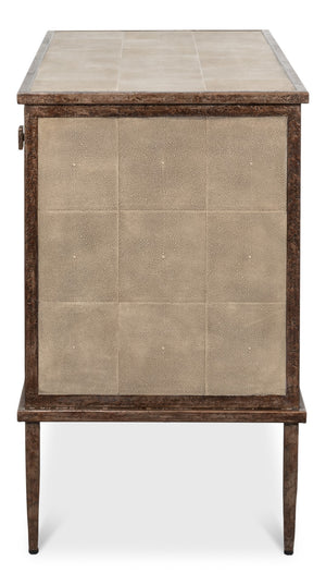 Sarreid Roland Sideboard In Charcoal Grey – Luxurious Shagreen Finish With Brass Accents For Your Home Grey  54256-66